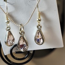 Pink Teardrop Necklace and Earrings Set - $8.00