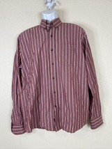 CB Cutter &amp; Buck Men Size L Red Striped Button Up Shirt Long Sleeve Pocket - £7.15 GBP