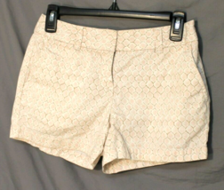 Ann Taylor Loft Chino Shorts Woman Size 00 Pink &amp; White Casual Flat Honeycomb - £11.11 GBP