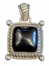 Necklace Signed Premier Design Faux Onyx Stone Silver Plated 2”  Pendant - £10.99 GBP