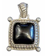 Necklace Signed Premier Design Faux Onyx Stone Silver Plated 2”  Pendant - £11.16 GBP