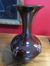 Peters &amp; Reed Vase, Brown, Relief Decor, 8&quot; Tall X 5&quot; DIAM MAX, [*A] - £155.89 GBP