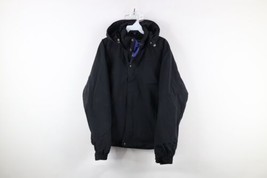 Vtg LL Bean Mens Small Distressed Waterproof Full Zip Hooded Rain Jacket Black - £44.57 GBP