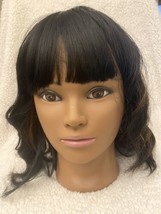 Dark Brown Highlighted Shoulder Length Wig Synthetic Hair With Bags - £18.83 GBP