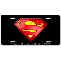 Superman Inspired Art Red/Yellow on Black FLAT Aluminum Novelty License Plate - £14.38 GBP
