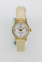 Acqua Mujer Reloj Oro Inoxidable Cuero Beige Agua Resistente 30m Blanco Cuarzo - £15.78 GBP