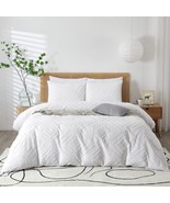 Duvet Cover White Tufted Bedding Sets with Zipper Closure Design &amp; Ties,... - £18.78 GBP