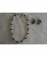 Black Silver Clear Plastic Beads Magnetic Clasp Necklace Hook Earring Se... - $21.03 CAD