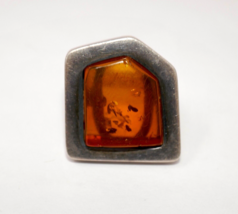 Sterling Silver 925 Modernist Amber Ring Size 6.50 - $119.99