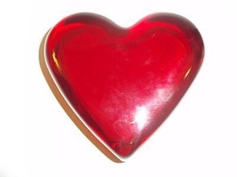Mosser Glass Ruby Red Heart Shaped Paperweight Valentine&#39;s Day Made In USA - $19.35