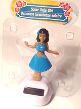 Hawaiian Hula Girl Solar Powered Figurine Blue Skirt Wiggles Hips Hawaii - £7.06 GBP
