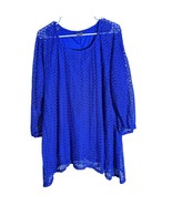 Covington Woman 3X Royal Blue Crochet Lace Tunic Blouse  - $346.38 MXN