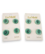 Vintage La Mode Green Buttons 8 New on Card 5/8&quot; Beveled Italy Asymmetri... - $9.99