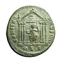 Roman Coin Maxentius Follis AE24mm Head / Hexastyle Temple Roma 03965 - £37.48 GBP