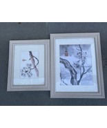 Two Japanese Nature Prints Local Greenwich, CT Artist Trees With Flowers - £46.71 GBP