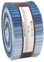 Jelly Roll Kona Cotton Solids Overcast Palette Blues Fabric Roll-Ups M538.20 - £25.90 GBP