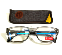 Life is Good Reading Glasses +2.00 Wagon Grey Rectangle Clear Gray 52-18... - $29.69