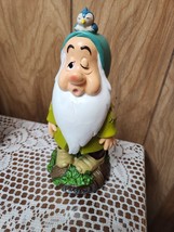 Disney Snow White Dwarf SLEEPY Garden Gnome Figurine  8&quot; Bird  New - $43.66 CAD