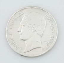 1850 Belgium 5 Francs W/ Dot Above Date, Very Fine Detail KM17 - £45.69 GBP
