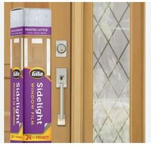 Privacy Décor Frosted Lattice Sidelight Window Film Entryway New Open Box - $16.82