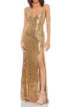 Mac Duggal 9126 Gold Sequin Lace-up Back Gown SZ 10 Antique Copper - $156.82