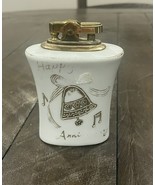 Vintage Milk Glass Lighter Striker Embossed Painted Happy Anniversary Un... - $29.69