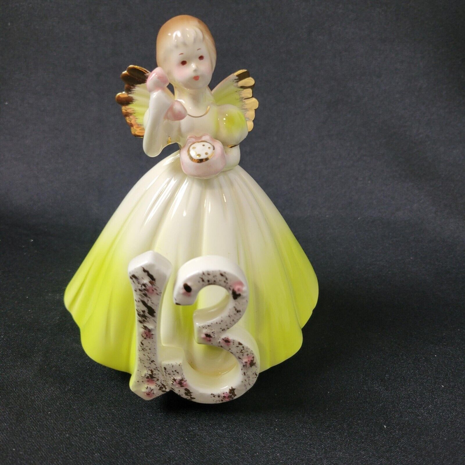 Vintage Josef Originals 13th Birthday Angel Girl In Yellow Dress On Phone-EC - - £14.05 GBP