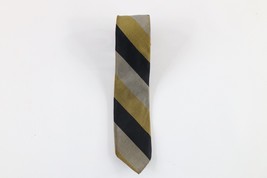 Vintage 70s Rockabilly Distressed Silk Blend Striped Color Block Skinny ... - $19.75