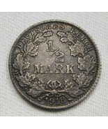 1918-F Germany 1/2 Mark .900 Fine Silver .0801oz XF Coin AE326 - £9.90 GBP
