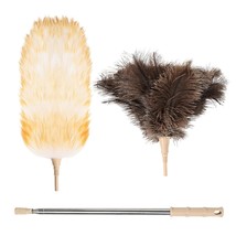 Feathers Duster,Extra-Long Telescoping Ostrich Dusters Lambswool Duster With Sta - £45.26 GBP