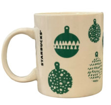 Starbucks 2016 Holiday Mug White With Green Ornaments 12fl oz.  Coffee Tea Cocoa - £11.81 GBP