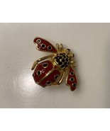 Joan Rivers Bee Pin Brooch Ladybug Enamel Crystals - £28.31 GBP