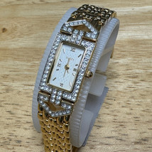 Elgin Quartz Watch Women Gold Tone Faux Diamonds Japan Analog New Battery 5.75&quot; - £22.91 GBP