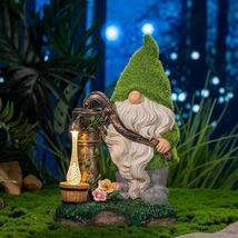 Solar Fall Gnome Pumping Water Statue Figurine Garden Yard Ornament Home... - $21.77