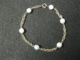 14K Yellow GOLD rope chain and Cultured PEARLS Bracelet - 7 3/4&quot; - £195.38 GBP