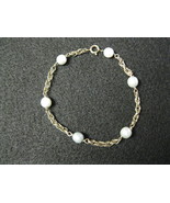 14K Yellow GOLD rope chain and Cultured PEARLS Bracelet - 7 3/4&quot; - £195.13 GBP