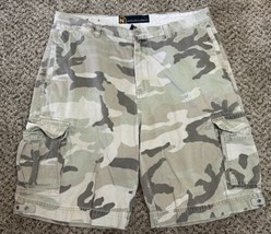 Vintage Nautica Cargo Shorts Mens 38 Green Camo Baggy Y2K 90s Military Gorpcore - £22.55 GBP