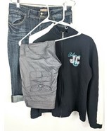 SO Womens Jean Capris 9 Denim &amp; Green Kahaki &amp; Medium Track Jacket JC - $32.08