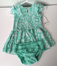 NEW Carters Baby Girl 3m Ruffle Sleeve Mint Pink Daisy Button Summer Dre... - £26.86 GBP