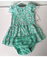NEW Carters Baby Girl 3m Ruffle Sleeve Mint Pink Daisy Button Summer Dre... - £26.75 GBP