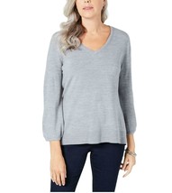 Karen Scott Womens Plus XXL Gray Long Puff Sleeve V-Neck Sweater NEW - £11.04 GBP