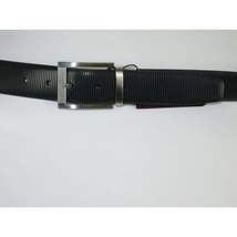 Mens VALENTINI Textured Leather Belt Classic Pin Buckle Reversible sw68 Black image 11