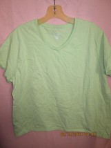 Hanes Ladies Perfect-T Cotton V-Neck T-Shirt Lime Green XL - £6.39 GBP