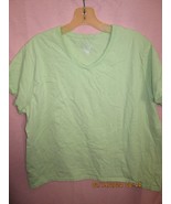 Hanes Ladies Perfect-T Cotton V-Neck T-Shirt Lime Green XL - £6.27 GBP