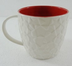 Starbucks Embossed Holiday Star Mug 2011 White w Red Interior 14 ounces NEW - £22.06 GBP