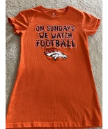 Denver Broncos Football Girls Orange ON SUNDAYS WE WATCH FOOTBALL Shirt 16 - $16.78 CAD
