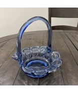 Vintage Fenton Barred Tanzanite Blue Art Glass Basket 7 1/4” Medium - $67.68 CAD