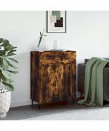 Industrial Rustic Smoked Oak Wooden Sideboard Storage Cabinet Unit 2 Dra... - £112.97 GBP