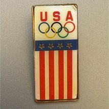 Olympic Games Team USA Lapel Pin American Flag Rectangle Rings Stars Rectangular - £3.69 GBP