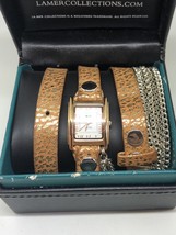 La Mer Collections - Rose Gold and Leather Wrap Bracelet Watch - $18.99